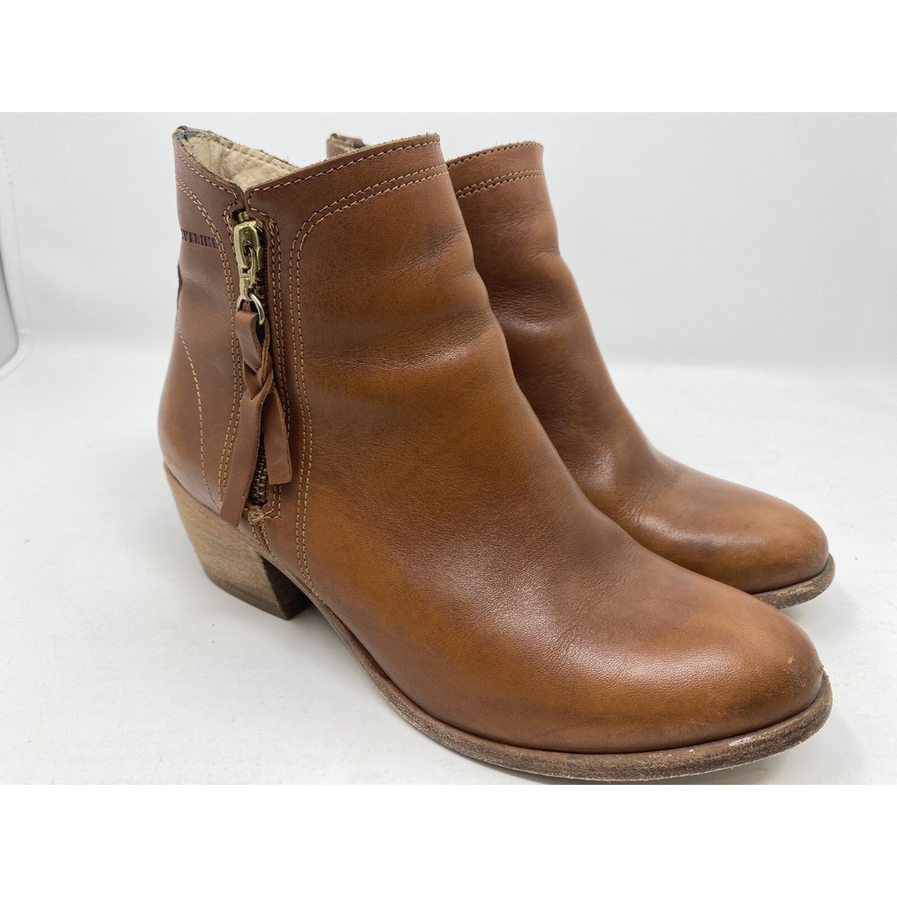 1883 by Wolverine Womens 7 Ella Brown Tan Leather 5" Side Zip Ankle Bootie